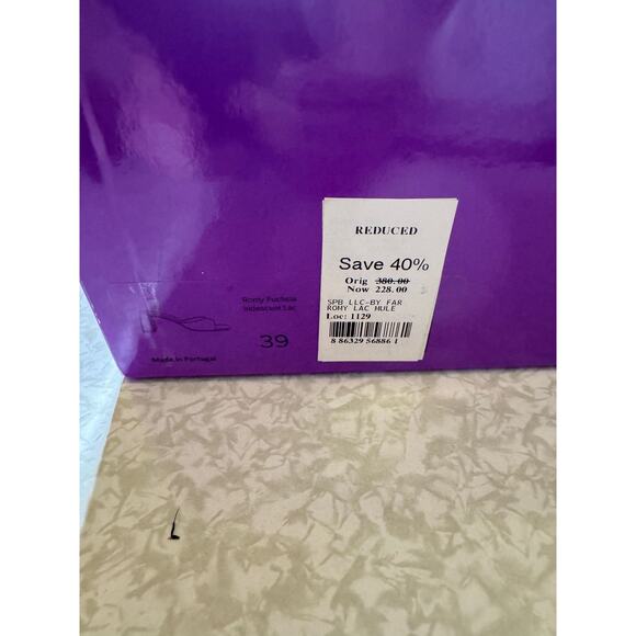 NWT BY FAR Romy Laq Square Fuschia Iridescent LAC Mules Sandals Women's 39/8.5 - Picture 6 of 13
